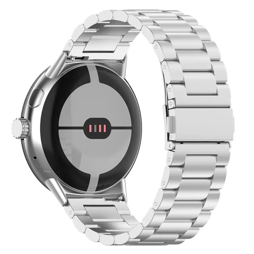 Back view of silver steel Pixel Watch bracelet