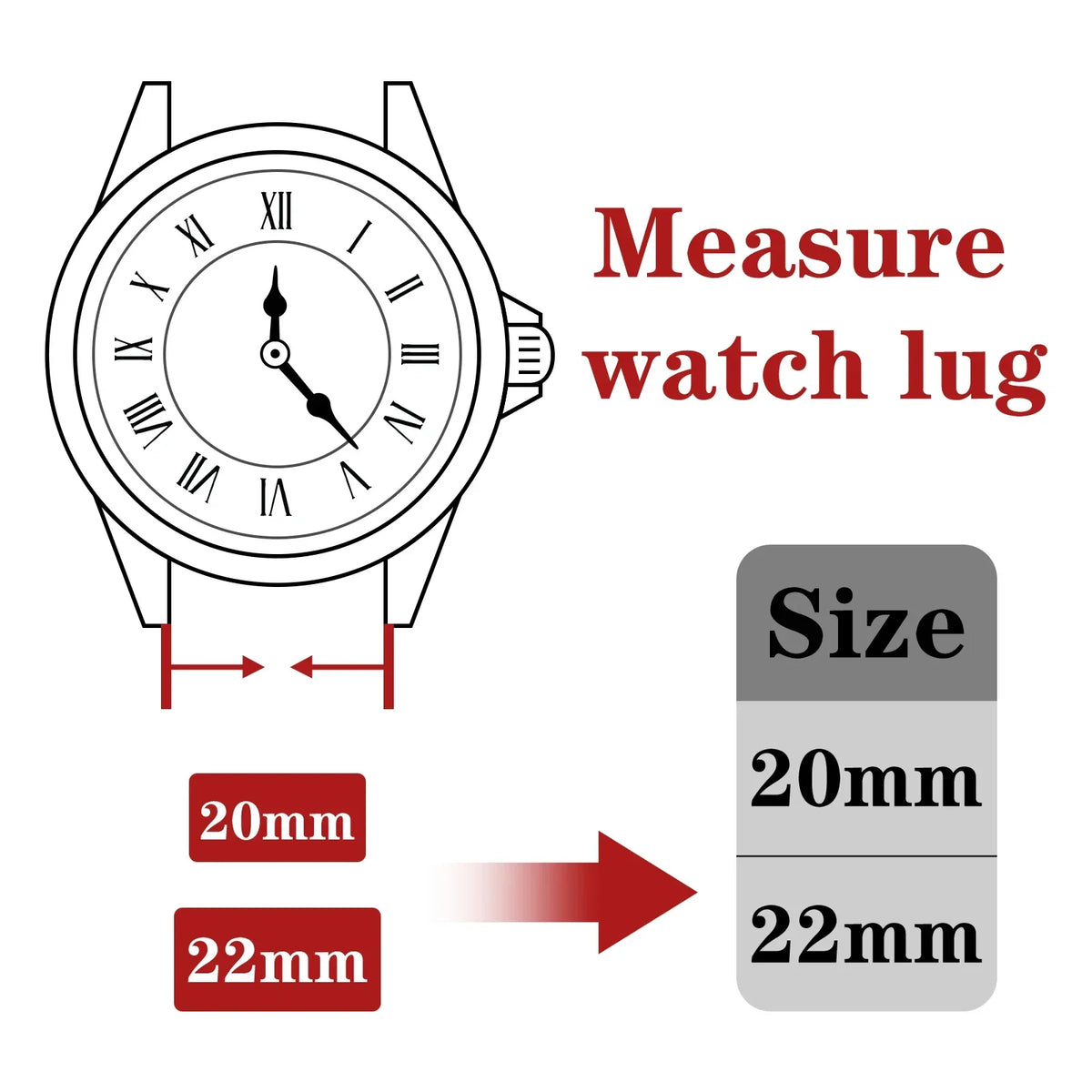 COROS Silicone Watch Band with Matching Buckle - Watch lug width guide