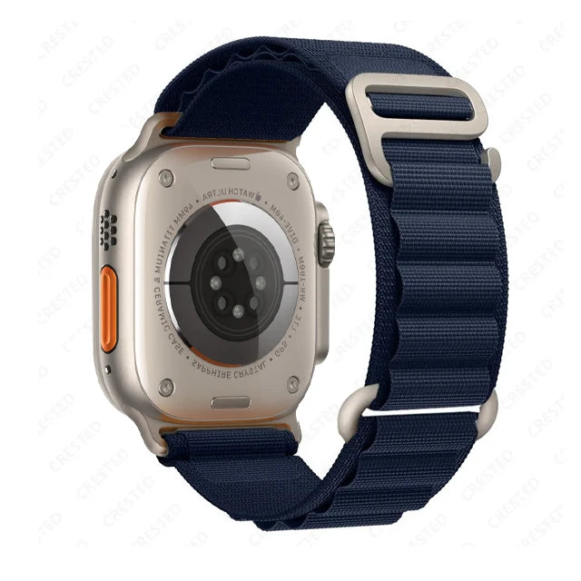Apple Watch Nylon Strap - Rugged Alpine Loop, durable navy strap for outdoor adventures and comfort.
