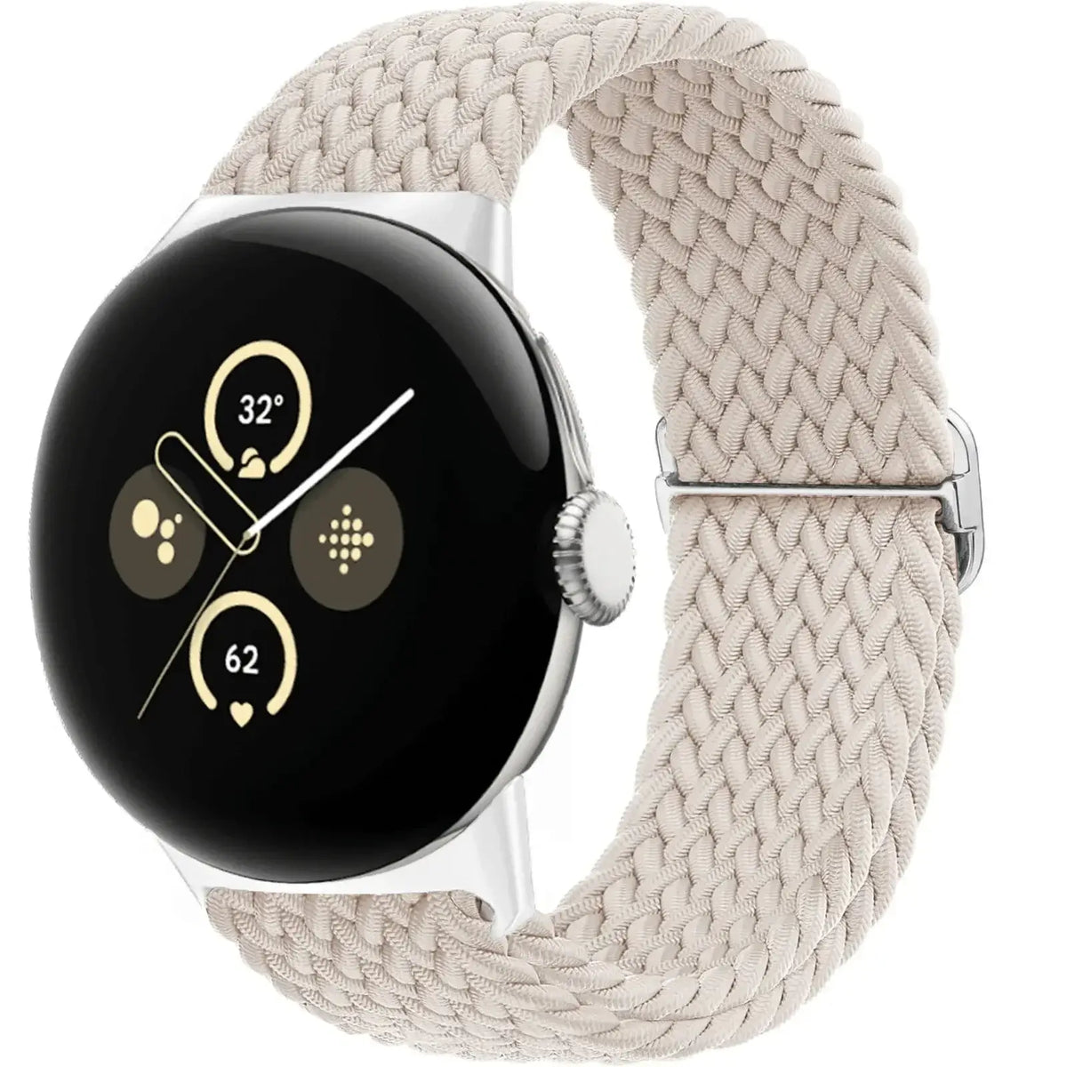 Braided Nylon Google Pixel Watch Loop with Slider in Ivory