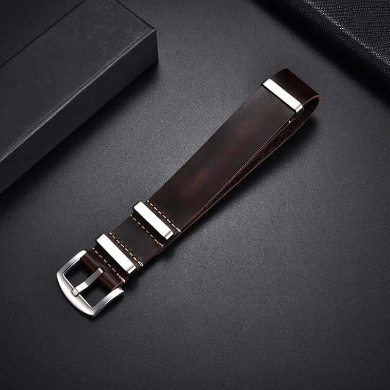 Samsung Galaxy Watch Leather Pass-Through Band in Dark Brown / Silver Buckle