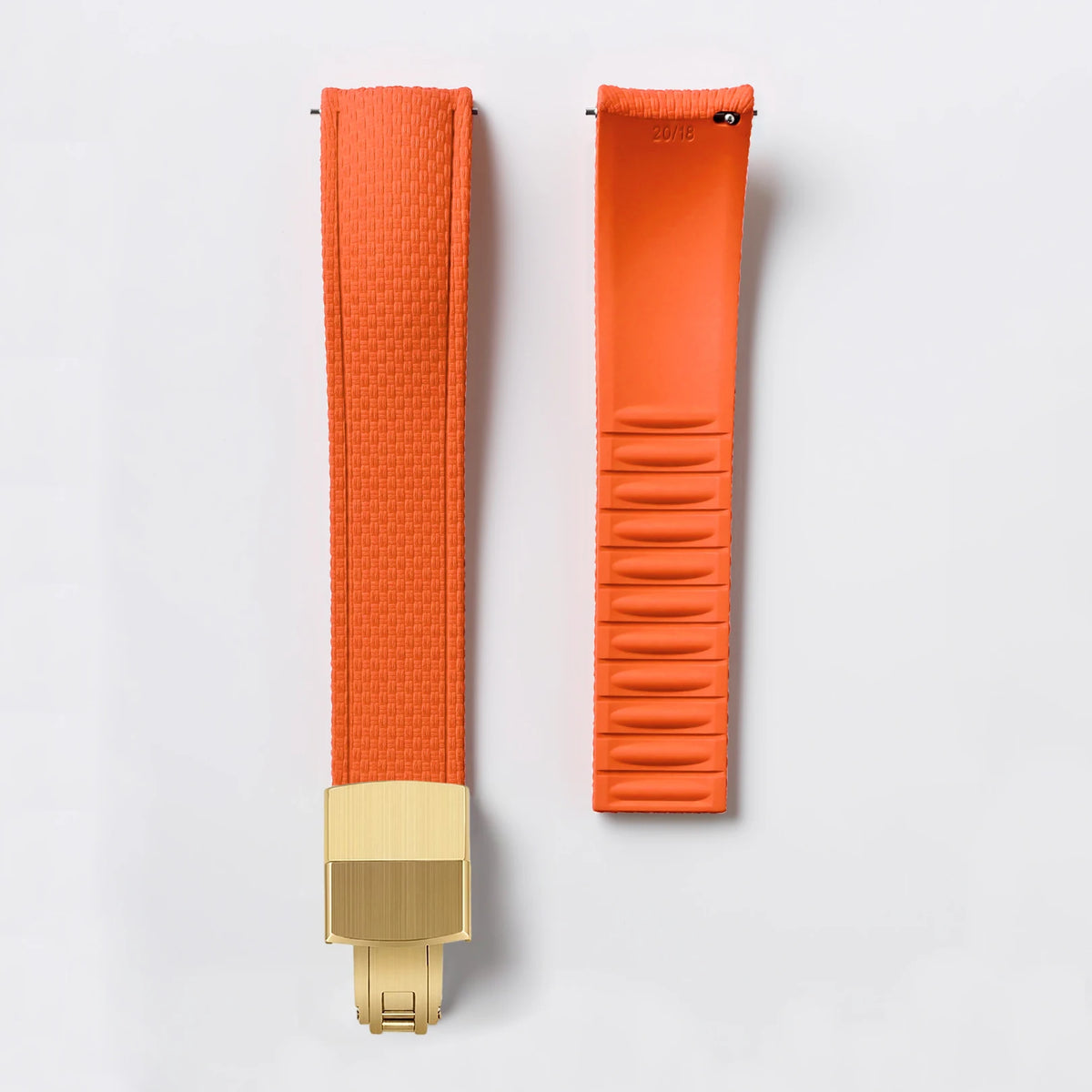 Garmin Curved-End FKM Rubber Band in Orange with Gold Clasp