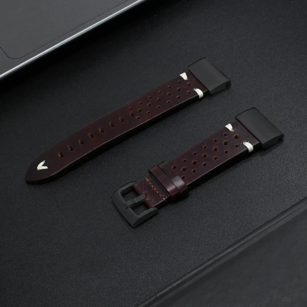 Garmin leather band replacement strap, genuine premium strap for Garmin smartwatch, stylish and comfortable design.