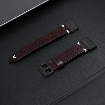 Garmin leather band replacement strap, genuine premium strap for Garmin smartwatch, stylish and comfortable design.