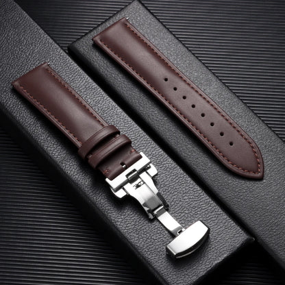 Leather Butterfly Clasp Band in Dark Brown