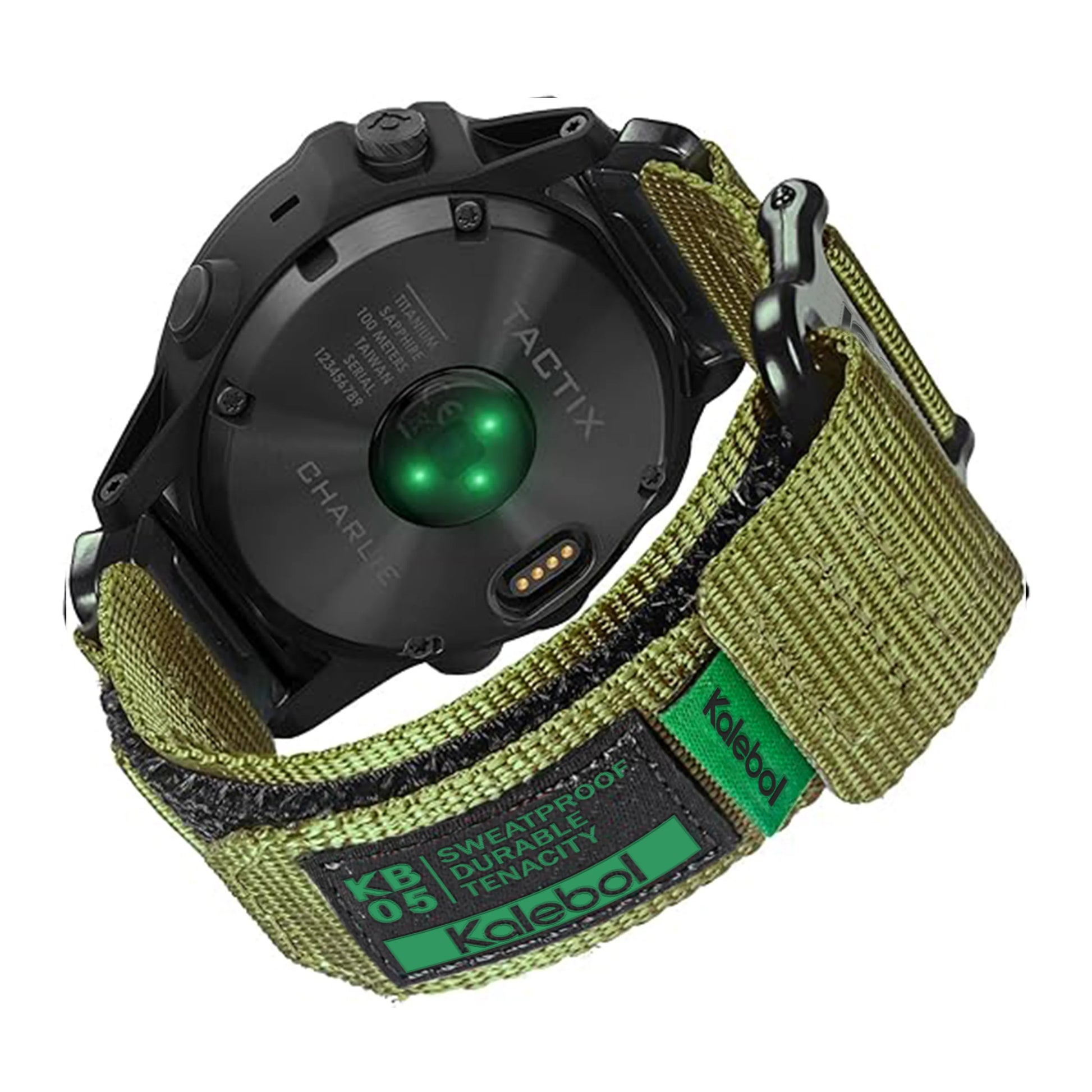 Garmin smartwatch with tactical nylon strap, showcasing durability and comfort for active lifestyles.