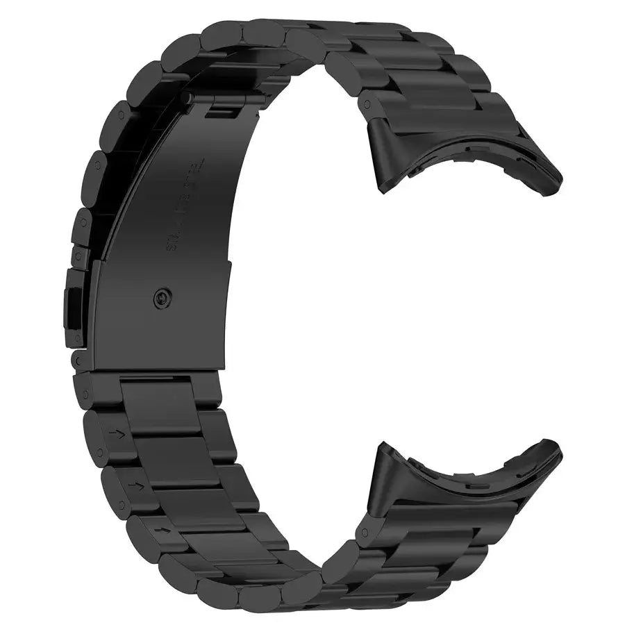 Black steel link strap with folding clasp