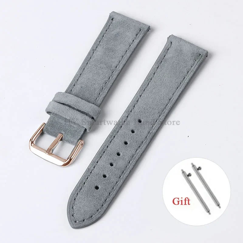 Motorola Moto Suede Leather Band with Buckle Options — Gray / Rose Gold Buckle