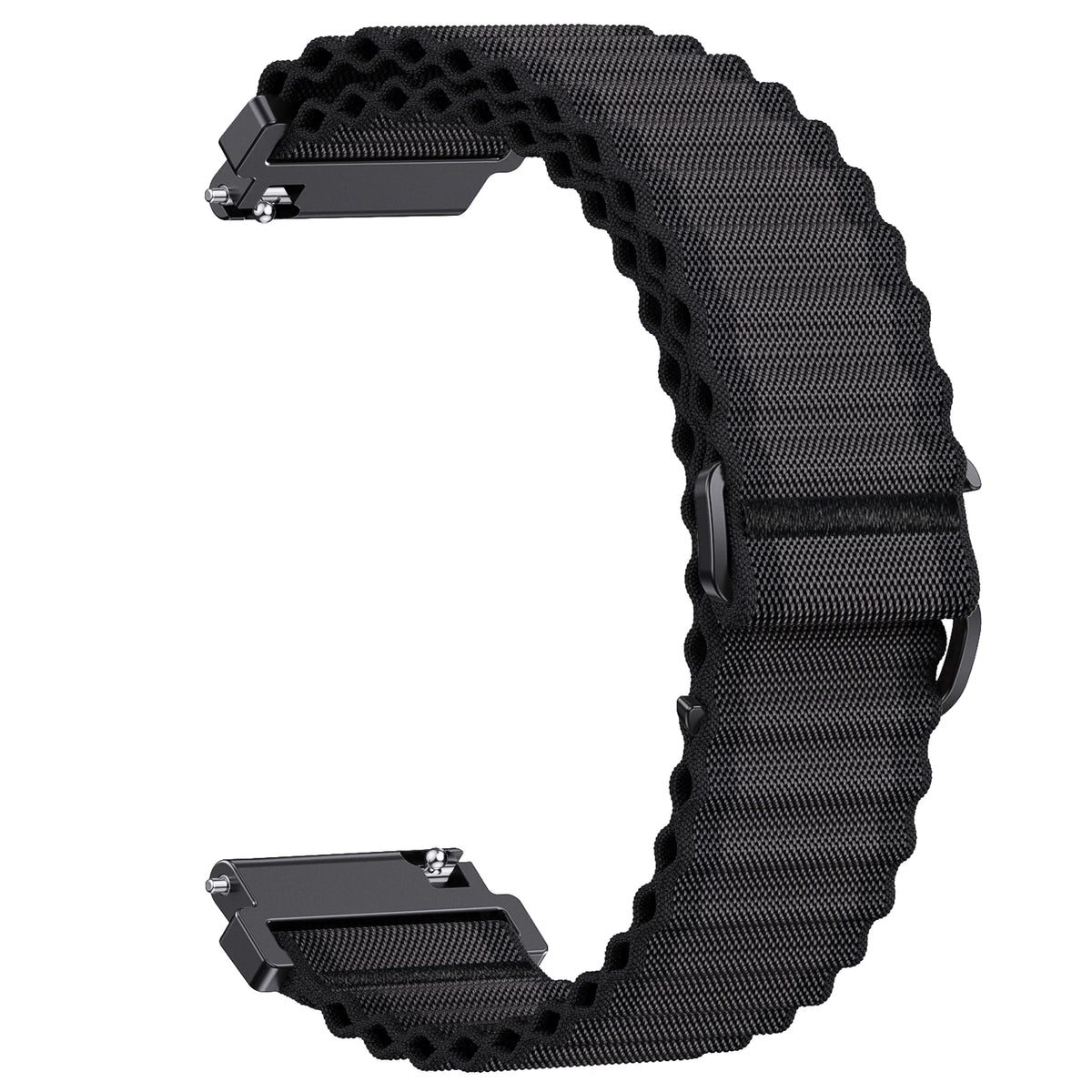 Polar Ocean-Style Ribbed Nylon Loop Band — Black