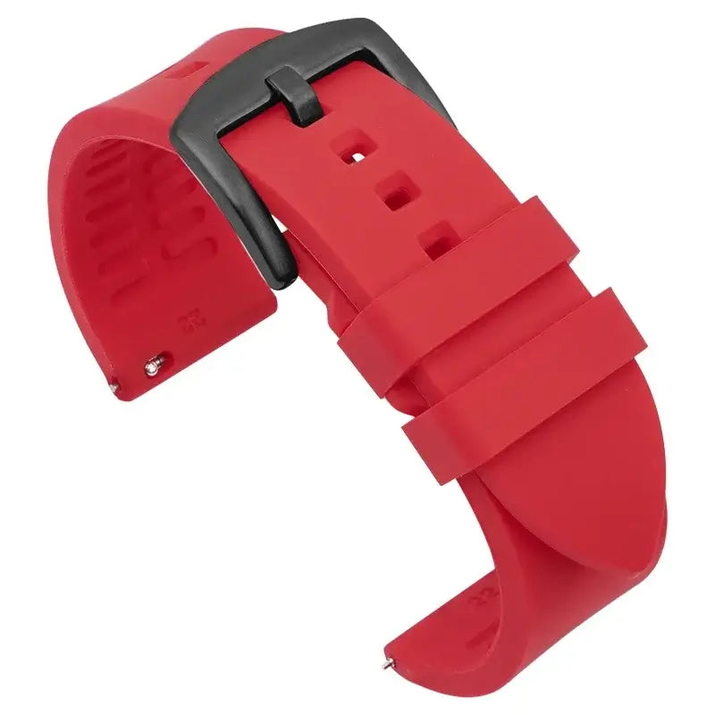 Smooth Silicone Band with Textured Underside in Red / Black Buckle for compatible Huawei watches