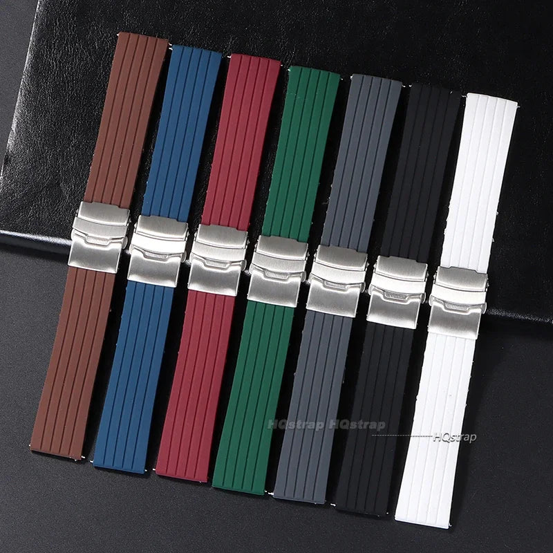 Silicone Folding Clasp Band for Motorola Moto — Grooved silicone strap color assortment