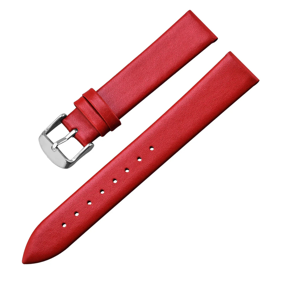 OnePlus Smartwatch Leather Band, Calf Leather Strap with Pin Buckle in vibrant red color.