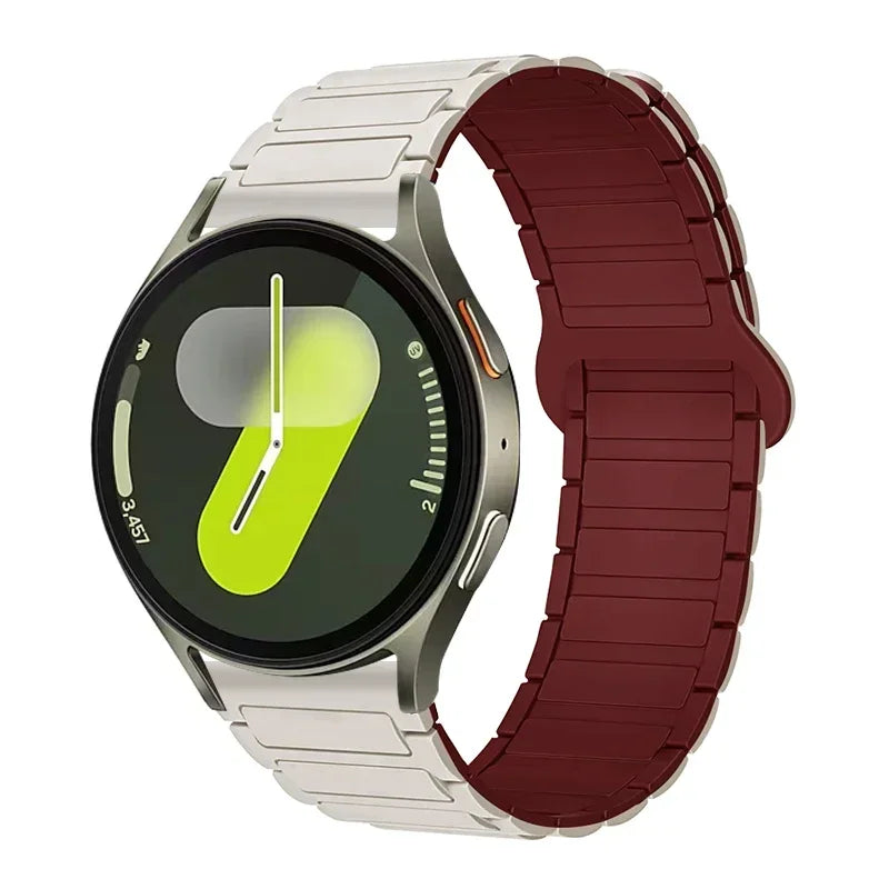COROS Ribbed Magnetic Silicone Loop Band – Cream / Wine Red