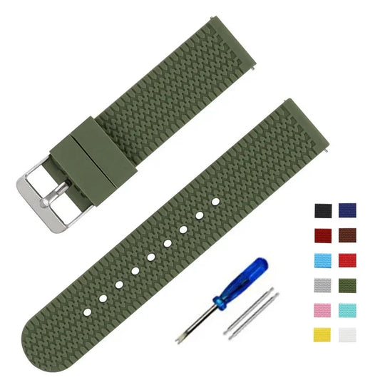 Textured Silicone Sport Band in Army Green