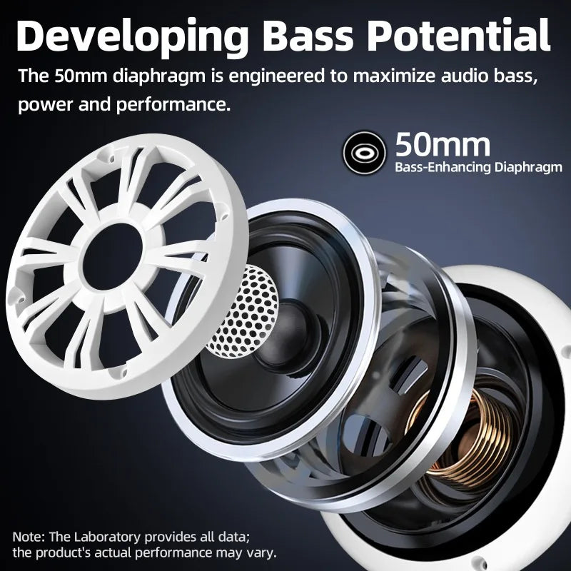 6.5 in LED Golf Cart Speaker, Waterproof Marine Coaxial Speaker, White