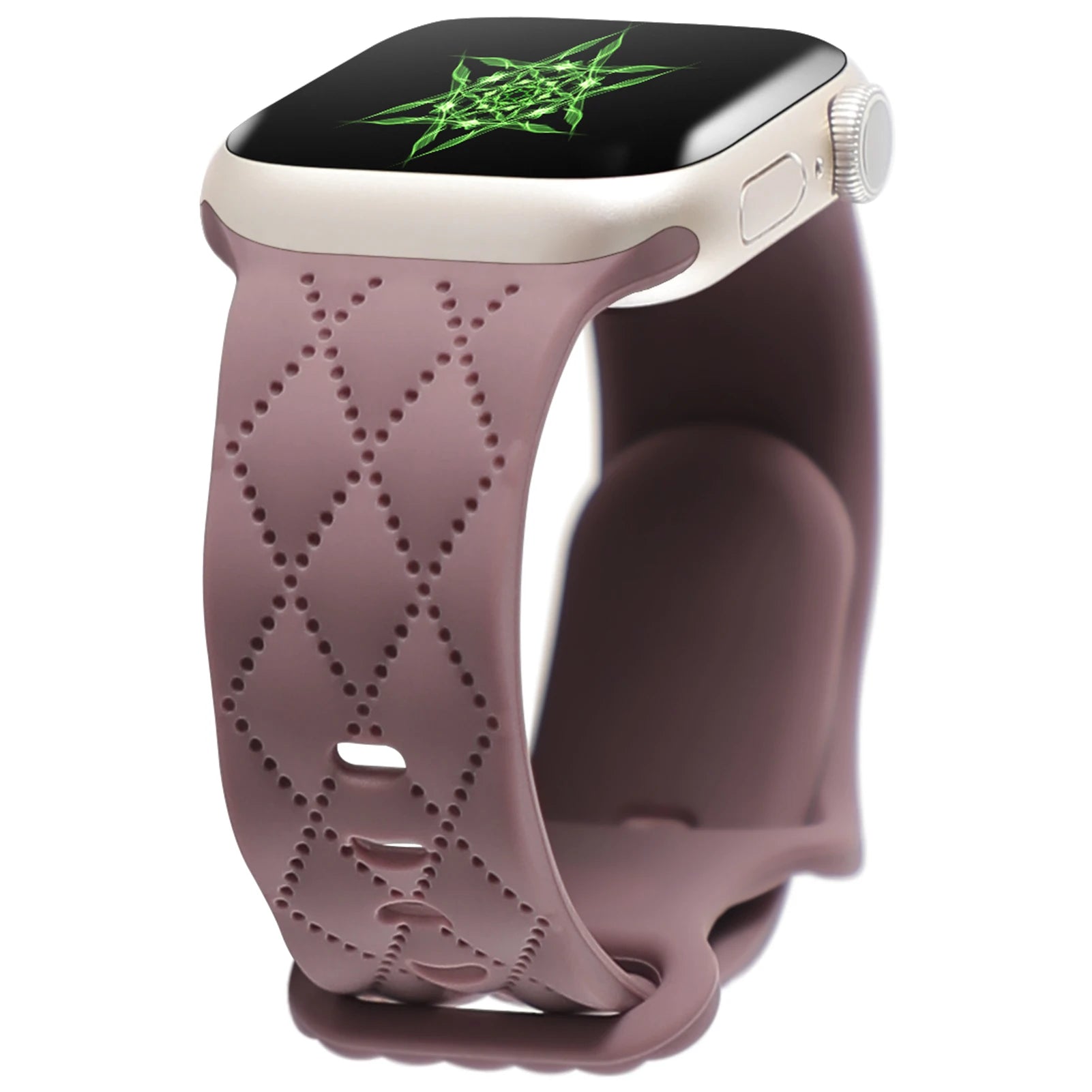 Apple Watch Silicone Strap in pink color, soft, flexible, and waterproof for stylish comfort and secure fit.