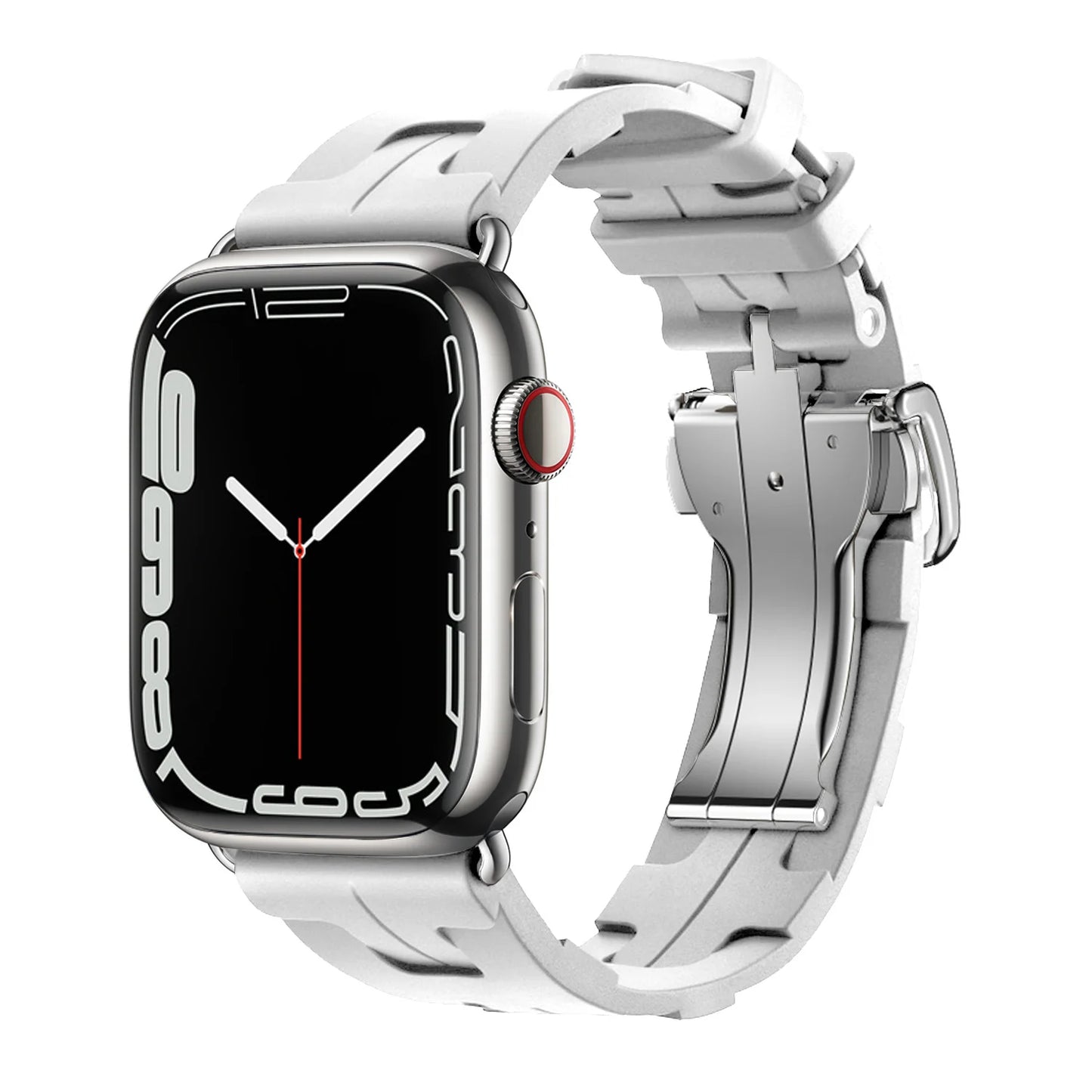 Apple Watch with silicone band - soft, flexible, and waterproof strap for comfort and durability.