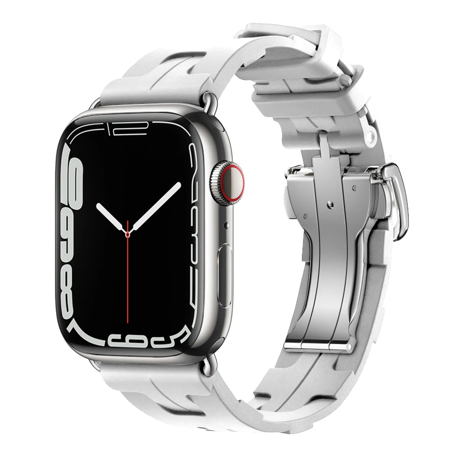 Apple Watch with silicone band - soft, flexible, and waterproof strap for comfort and durability.