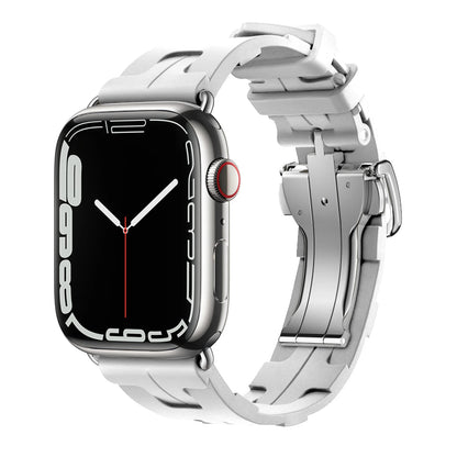 Apple Watch with silicone band - soft, flexible, and waterproof strap for comfort and durability.