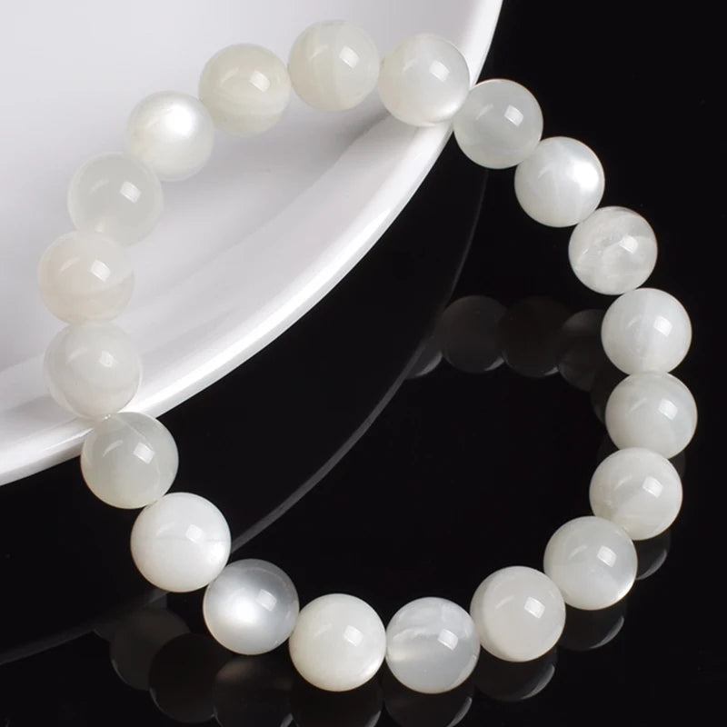 White moonstone bead stretch bracelet, photo 4