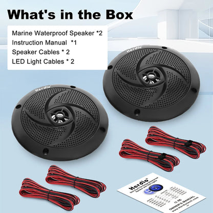 4 in LED Marine Speakers for Golf Carts, Slim Waterproof, Pair