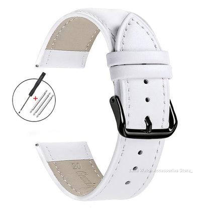 Slim Calfskin Band in White with Black Buckle