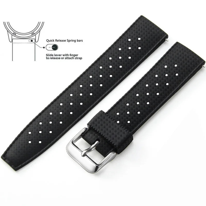 Tropic Silicone Band for Polar – Black / Silver Buckle (Option 1)