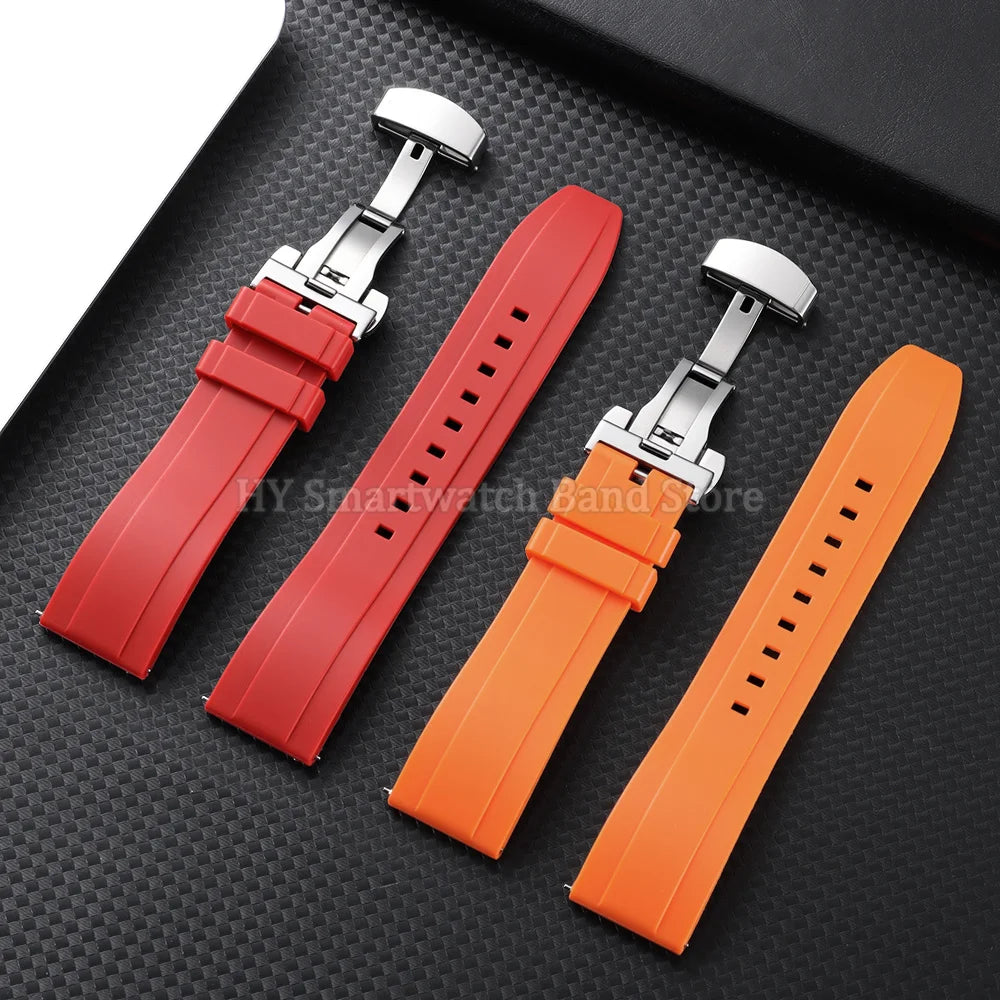 Silicone Butterfly Clasp Band in red and orange