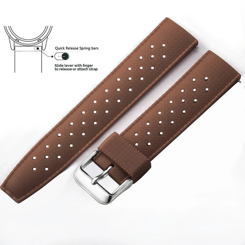 Tropic Silicone Band for Motorola Moto — Brown / Silver Buckle (Option 1)