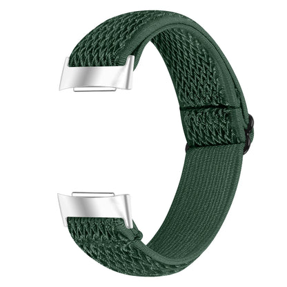 Elastic nylon strap in green for Fitbit Charge 6, perfect for sporty and stylish smartwatch bandsco straps.