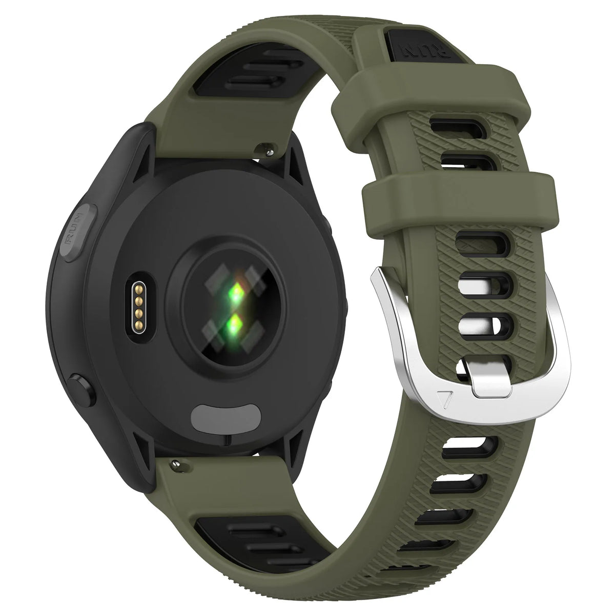 COROS Two-Tone Silicone Band with Silver Buckle – Olive Green / Black