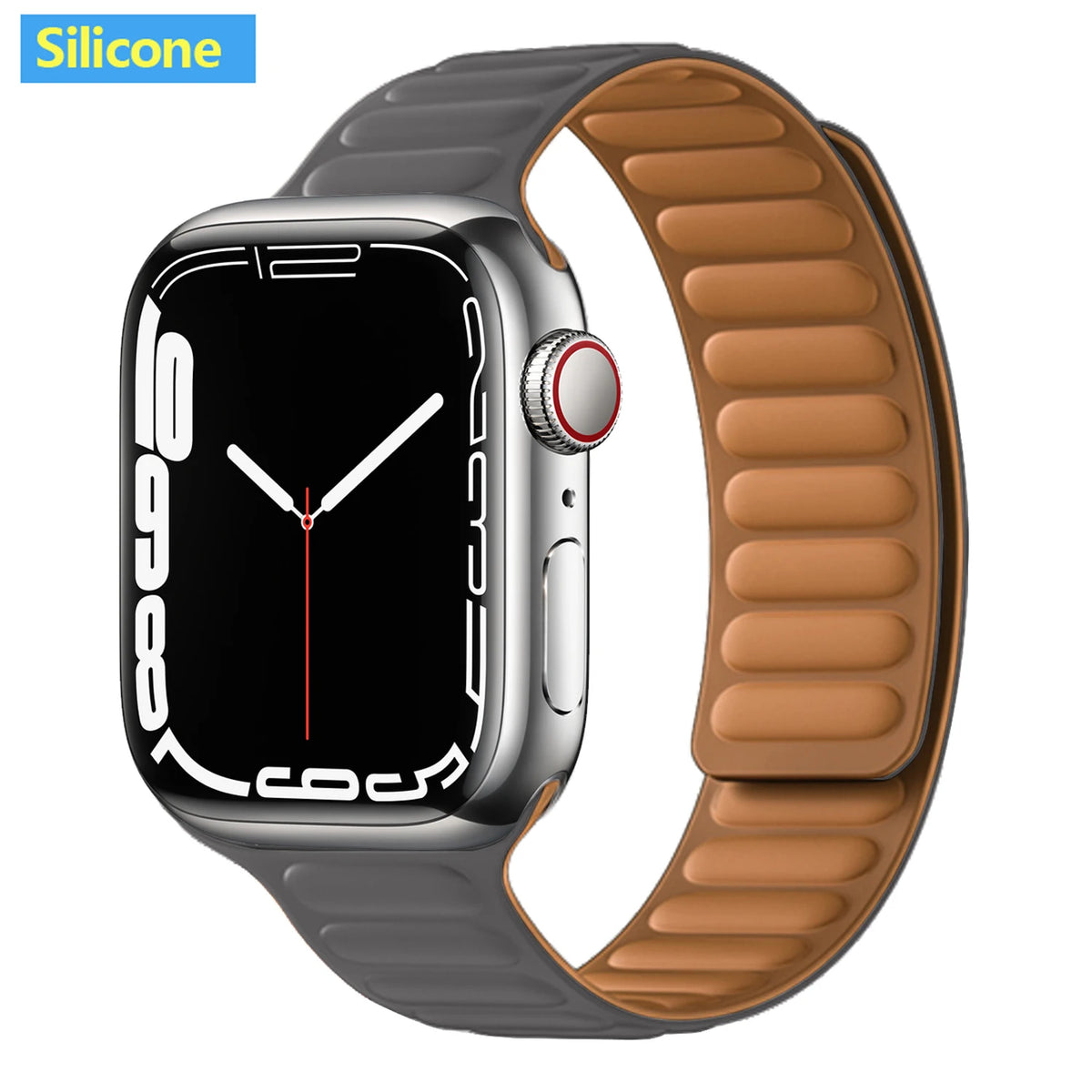 Magnetic Apple Watch Link Band - Leather & Silicone in Silicone / Gray