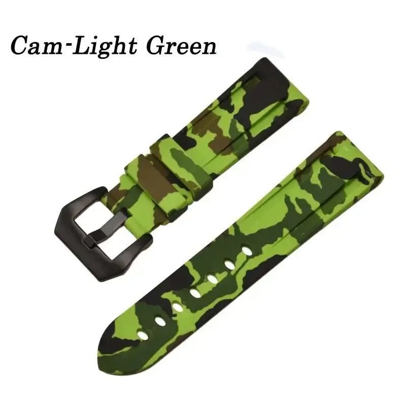 Camouflage Silicone Buckle Band in Lime Green Camo / Black Buckle for compatible Huawei watches