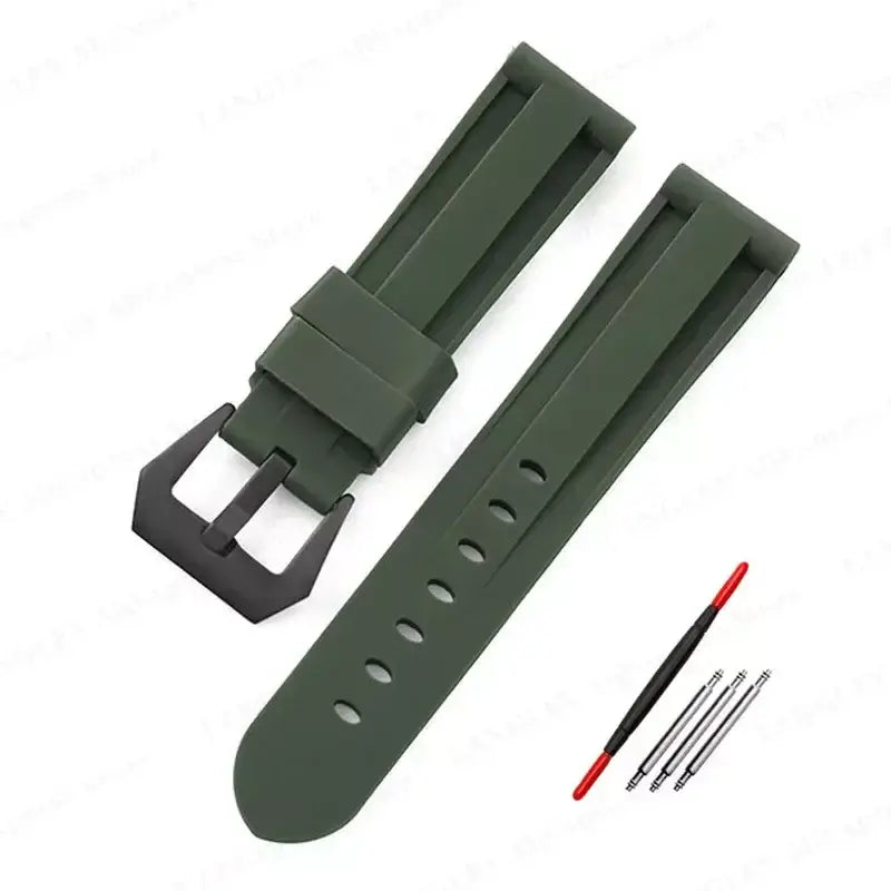 Samsung Galaxy Watch Raised-Panel Silicone Band in Army Green / Black Buckle