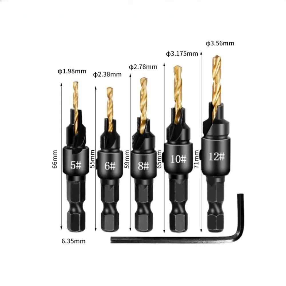 Countersink drill bit sizes and pilot bit diameters