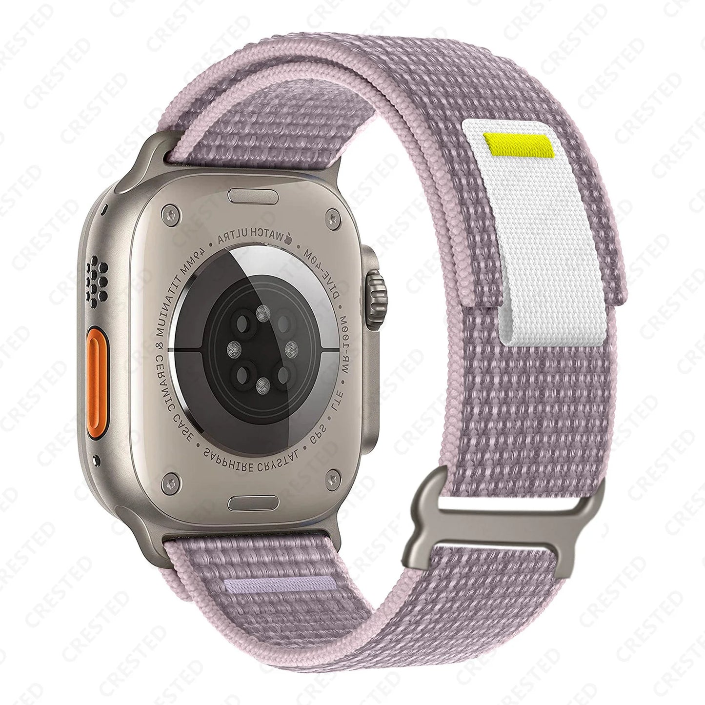 Apple Watch Trail Loop Nylon Strap in light purple, showcasing its durable and breathable design for comfort and style.