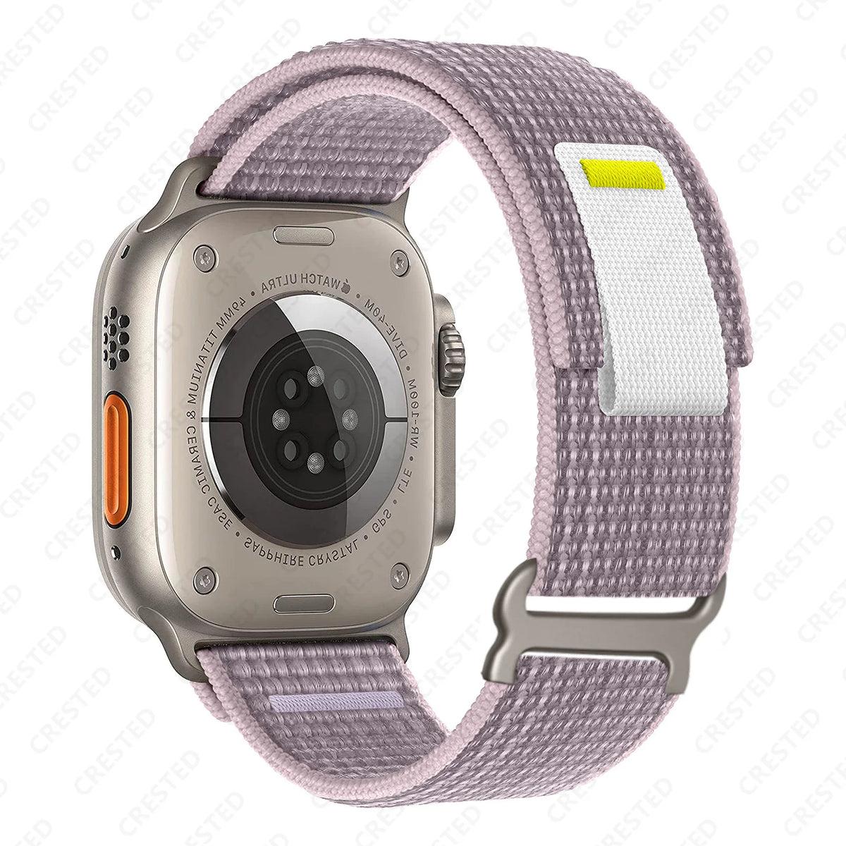 Two-Tone Nylon Apple Watch Trail Loop with Pull Tab in Dusty Pink - White Tab
