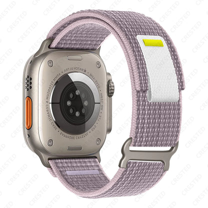 Apple Watch Trail Loop Nylon Strap in light purple, showcasing its durable and breathable design for comfort and style.