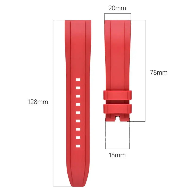 TicWatch Raised-Center Silicone Buckle Band - Strap dimensions
