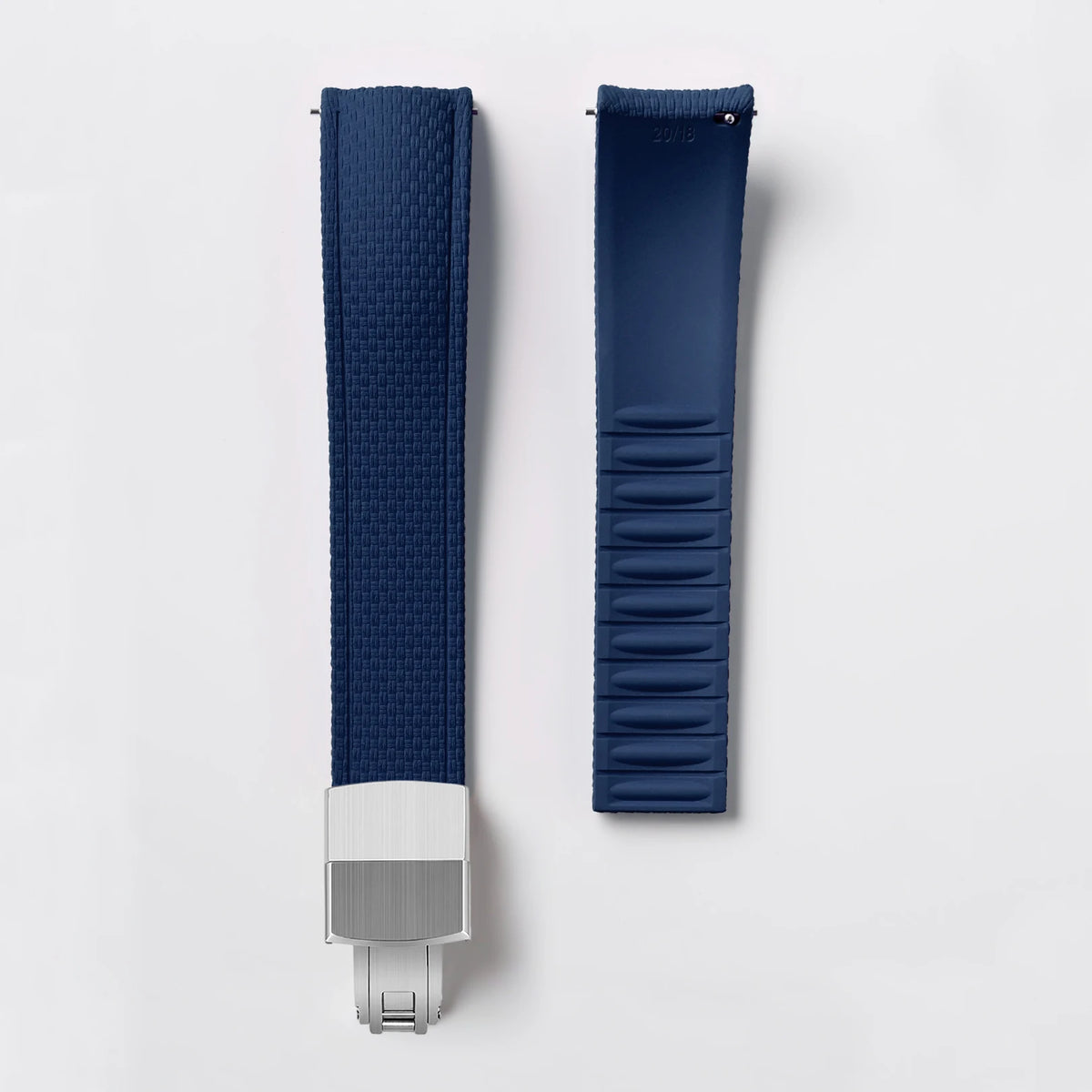 Garmin Curved-End FKM Rubber Band in Navy Blue with Silver Clasp
