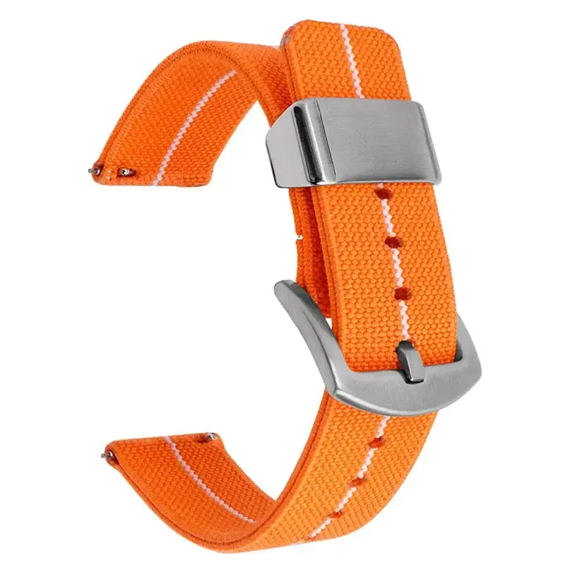 Nylon Band with Wide Metal Keeper in Orange / White Stripe for compatible Huawei watches