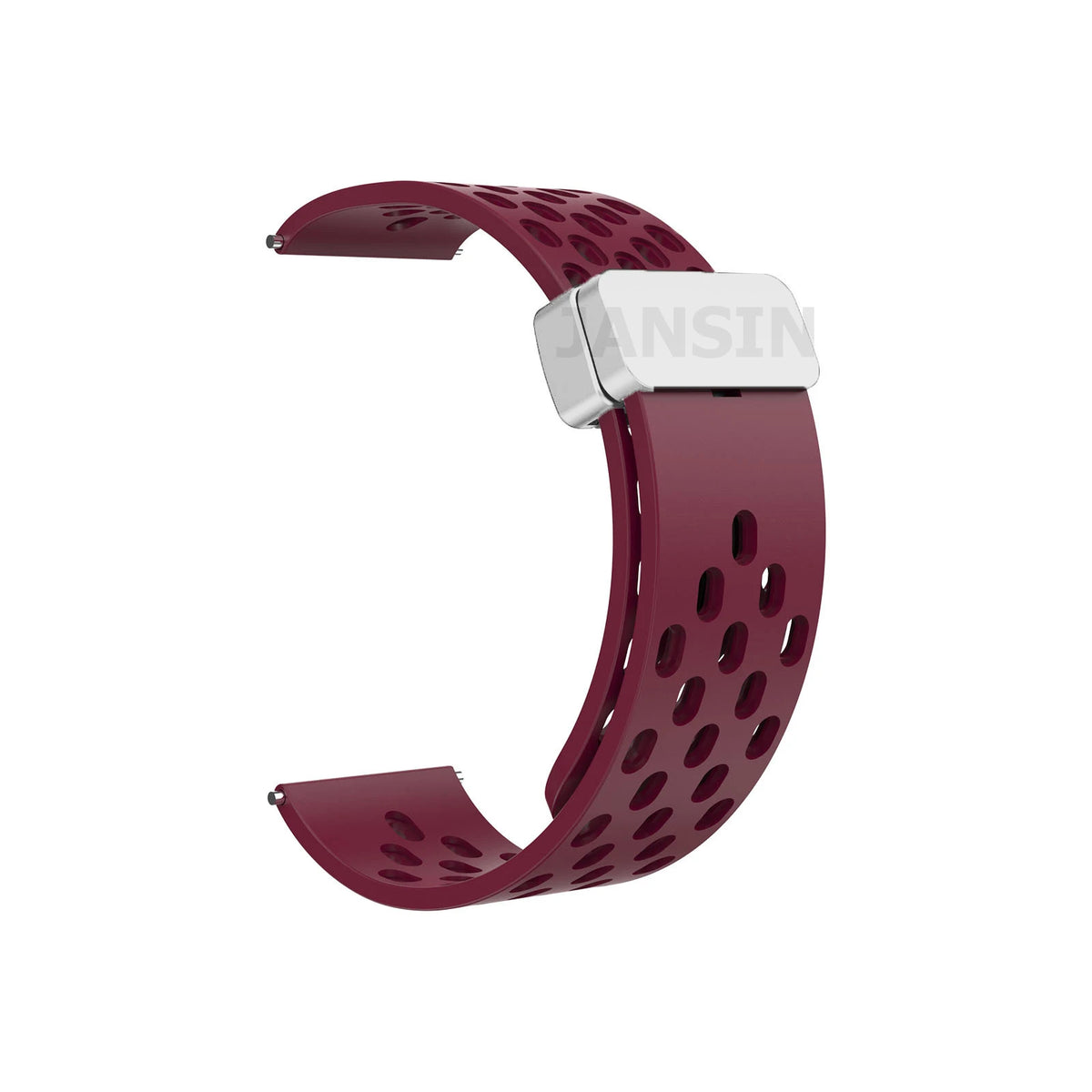COROS Perforated Silicone Band with Magnetic Clasp – Wine Red / Silver Clasp