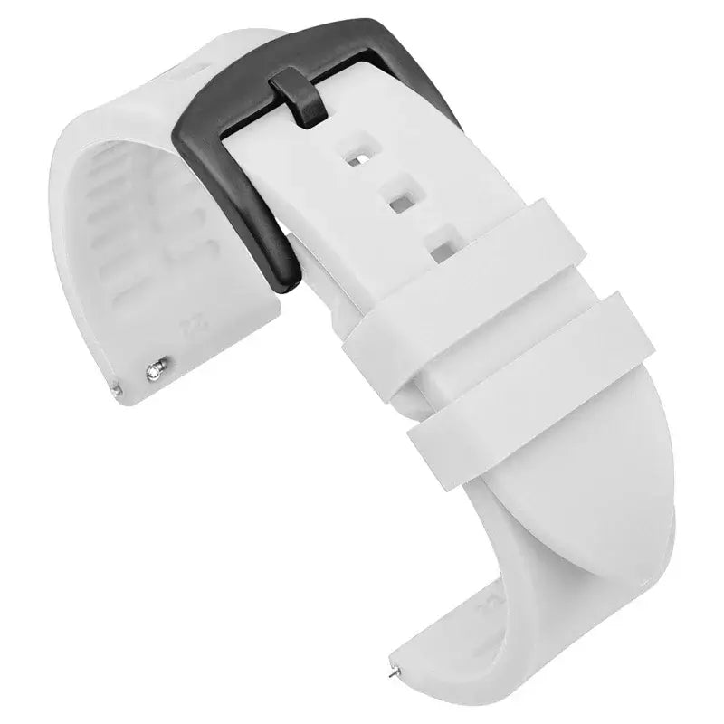 Samsung Galaxy Watch Smooth Silicone Quick-Release Band in White / Black Buckle
