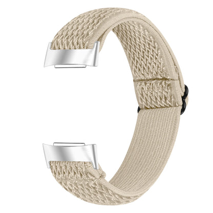 Elastic nylon strap for Fitbit Charge 6 in light beige, perfect for style and comfort, part of bandsco straps collection.