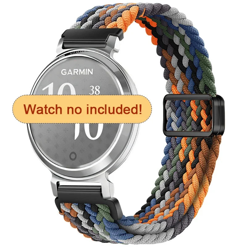 Garmin Lily 2 Braided Nylon Magnetic Band in Dark Rainbow