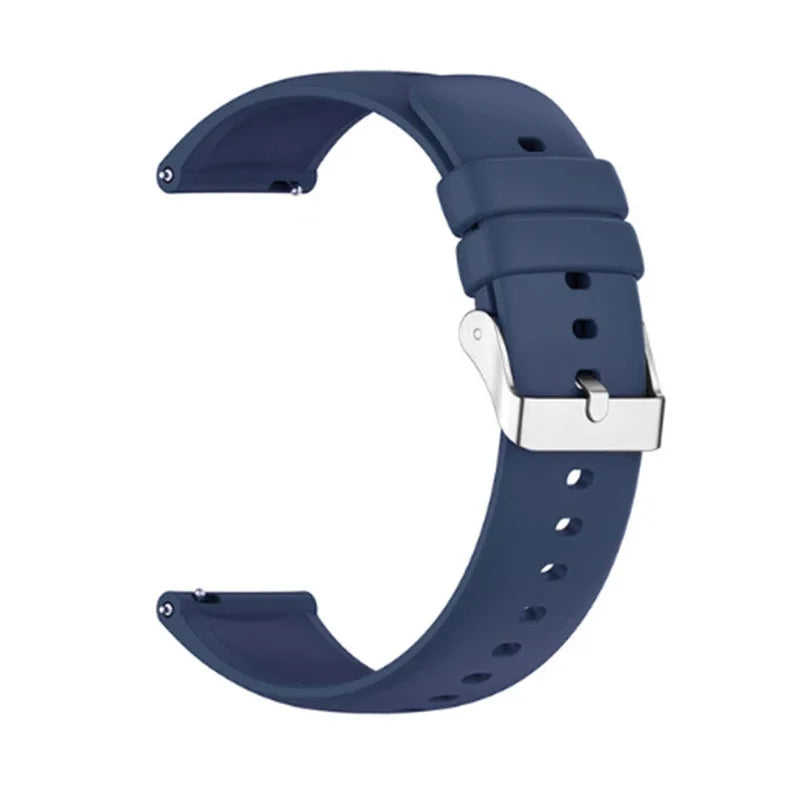 COROS Smooth Silicone Watch Band with Pin Buckle - Navy Blue - Silver Buckle