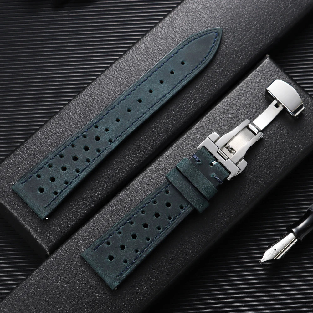 Garmin Perforated Racing Leather Band in Blue