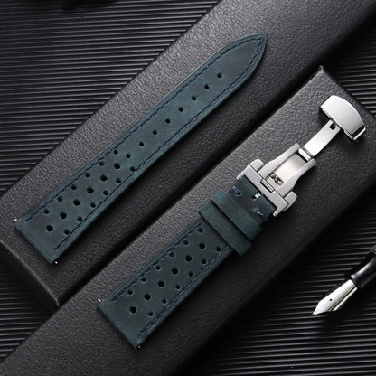 Garmin Perforated Racing Leather Band in Blue