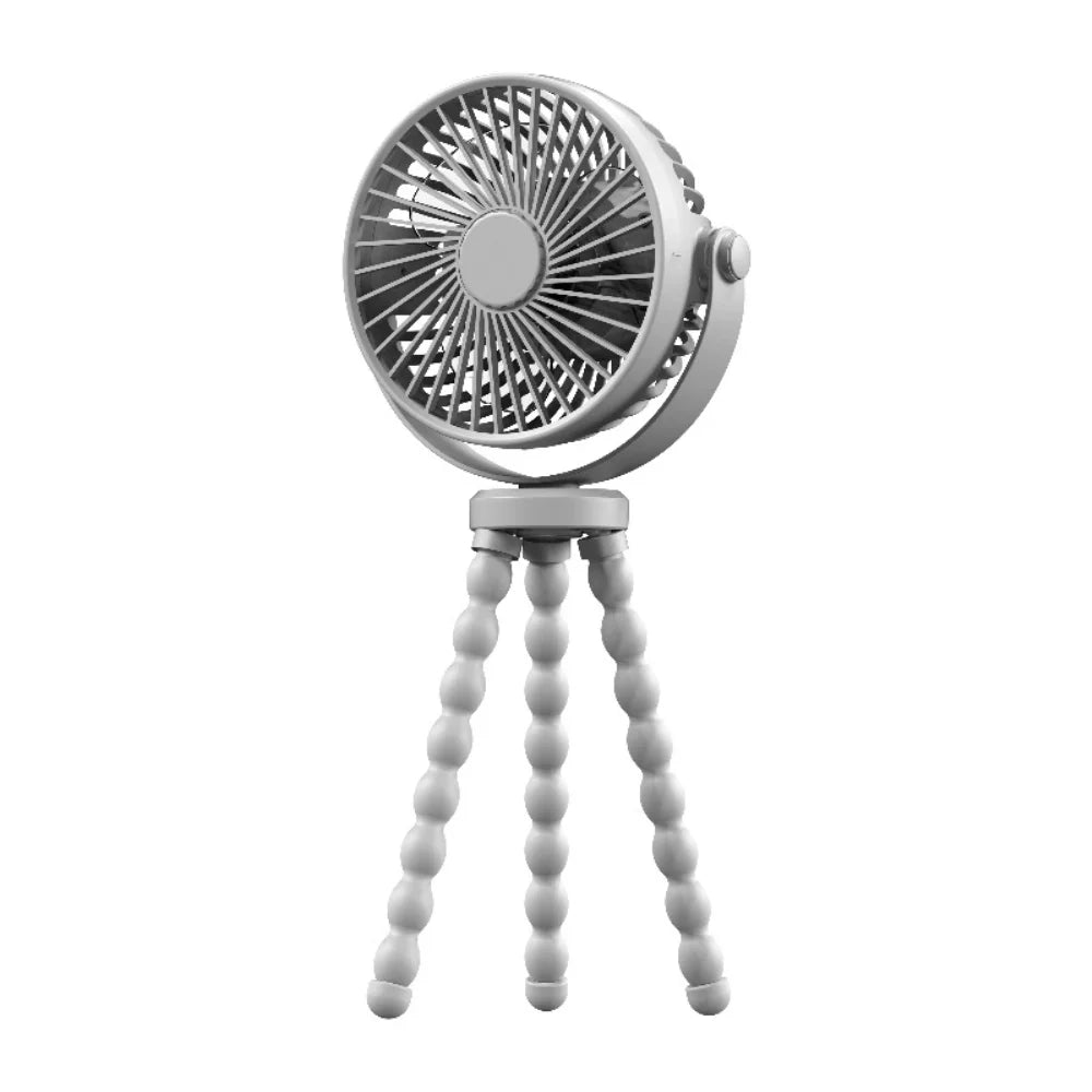 Flexible Tripod Golf Cart Fan, 5000mAh Rechargeable, Wraps Around Bars