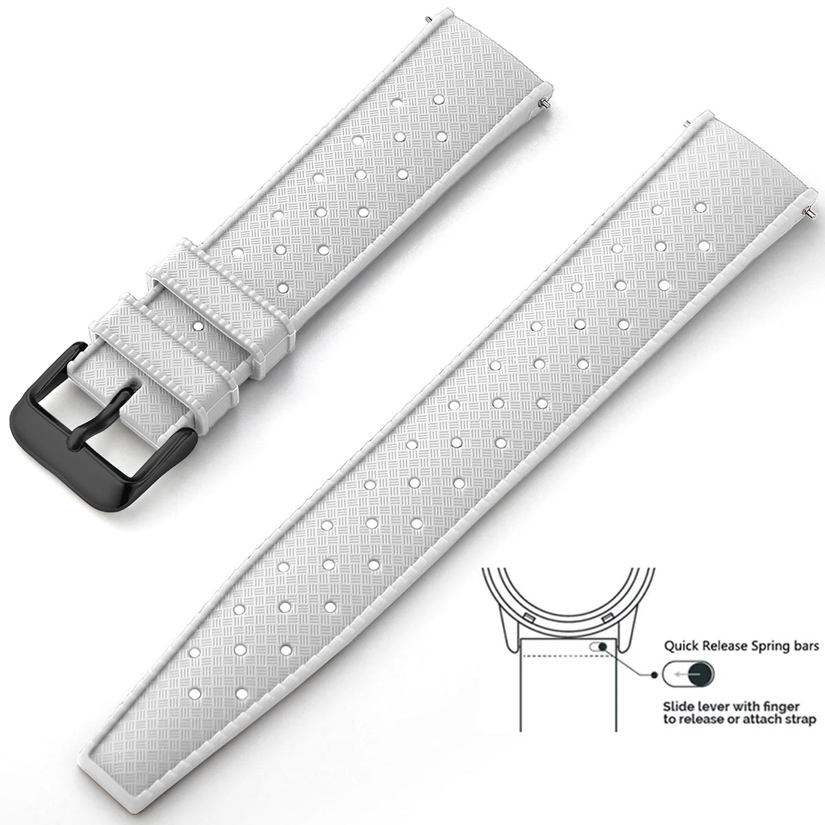 Tropic Silicone Band for Polar – White / Black Buckle